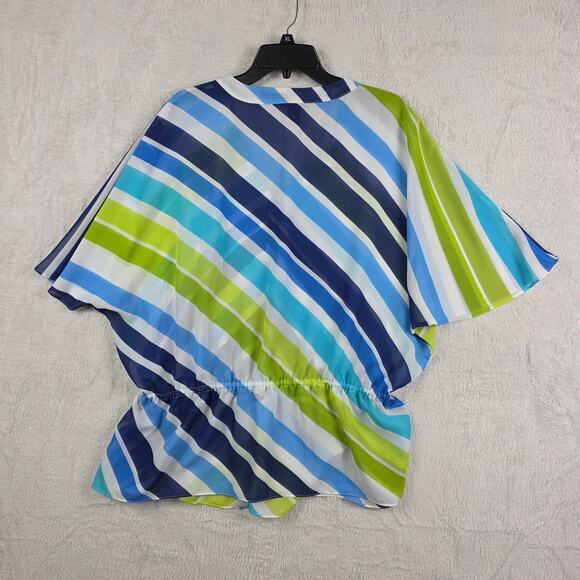 Women's Lane Bryant Swim Suit Coverup Size 14/16 Blue and Green  Batwing - Picture 2 of 6